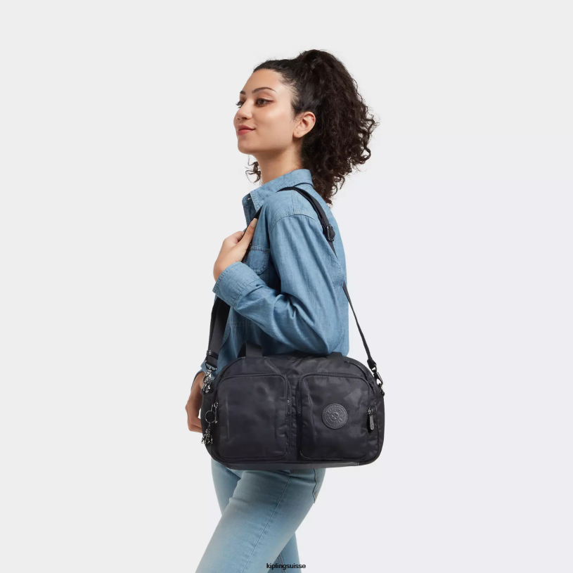 Kipling sacs à bandoulière camouflage noir en relief femmes sac à bandoulière cool defea FPRN200