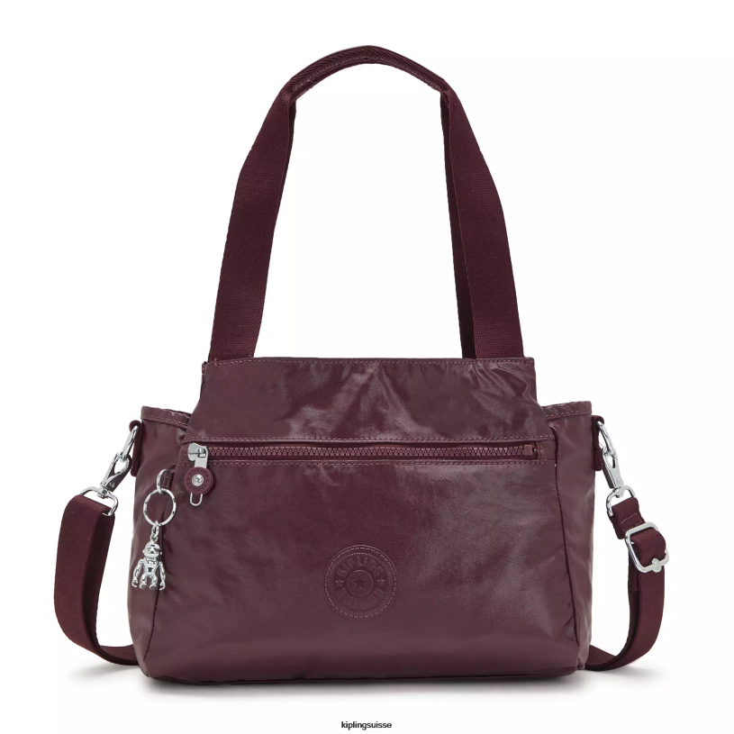 Kipling sacs à bandoulière laque bordeaux femmes sac porté épaule métallisé elysia FPRN203 - Cliquez sur l'image pour la fermer