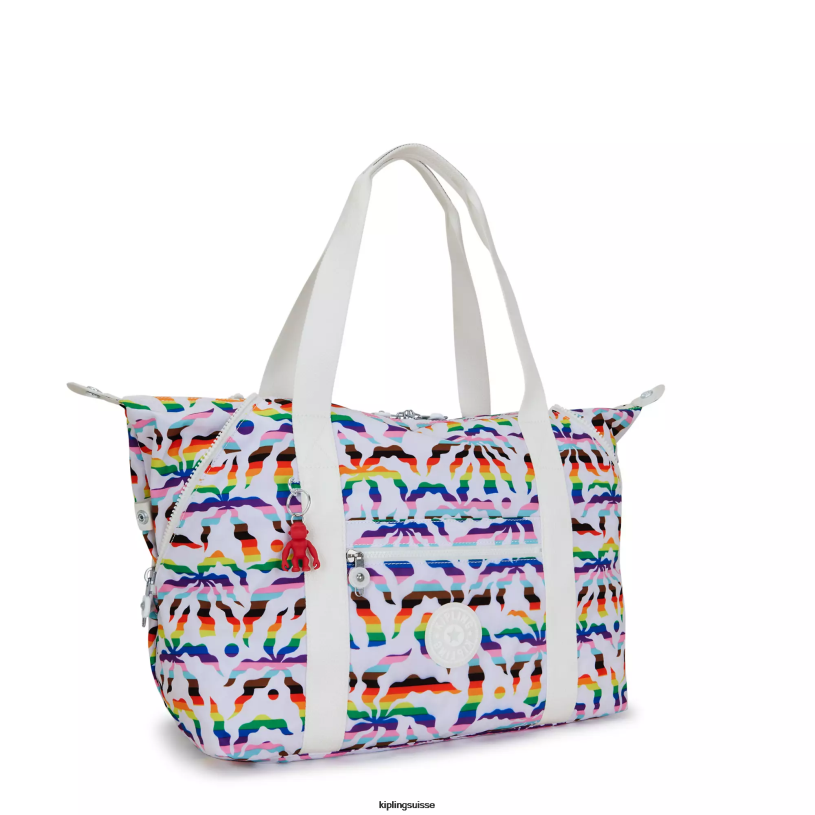 Kipling sacs fourre-tout palmier arc-en-ciel femmes sac fourre-tout imprimé de taille moyenne FPRN261